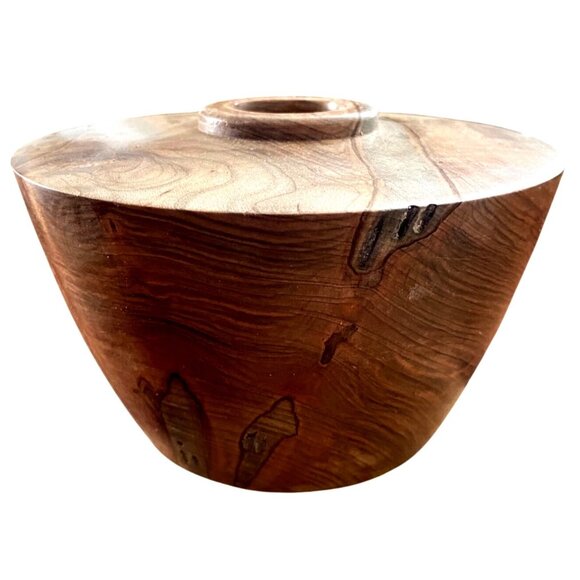 Handcrafted Frank Wood Shop Small Wooden Vase With Natural Grain Finish made fro - Picture 1 of 3